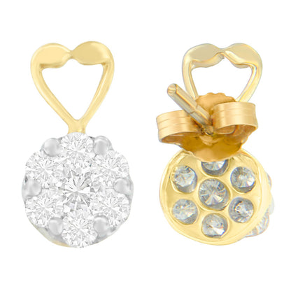 14K Yellow Gold 1ct. TDW Round-cut Diamond Earrings (I-J,SI2-I1) Bids.com