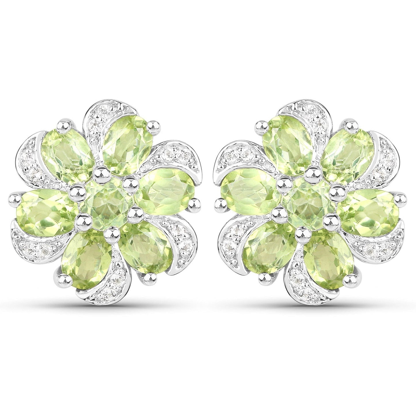 8.04 Carat Genuine Peridot and White Topaz .925 Sterling Silver 3 Piece Jewelry Set (Ring, Earrings, and Pendant w/ Chain) Bids.com