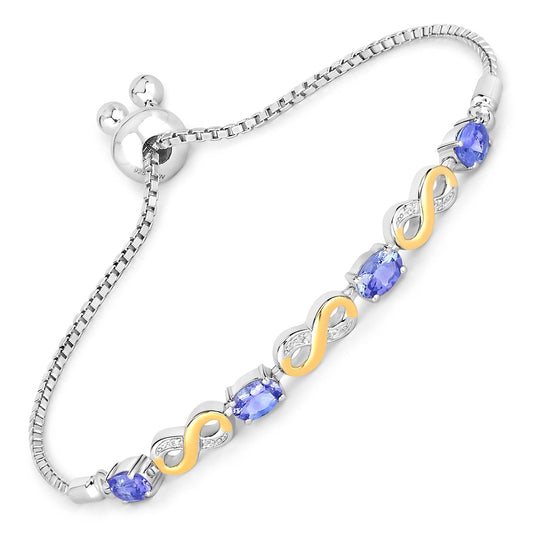 1.79 Carat Genuine Tanzanite and White Topaz .925 Sterling Silver Bracelet Bids.com