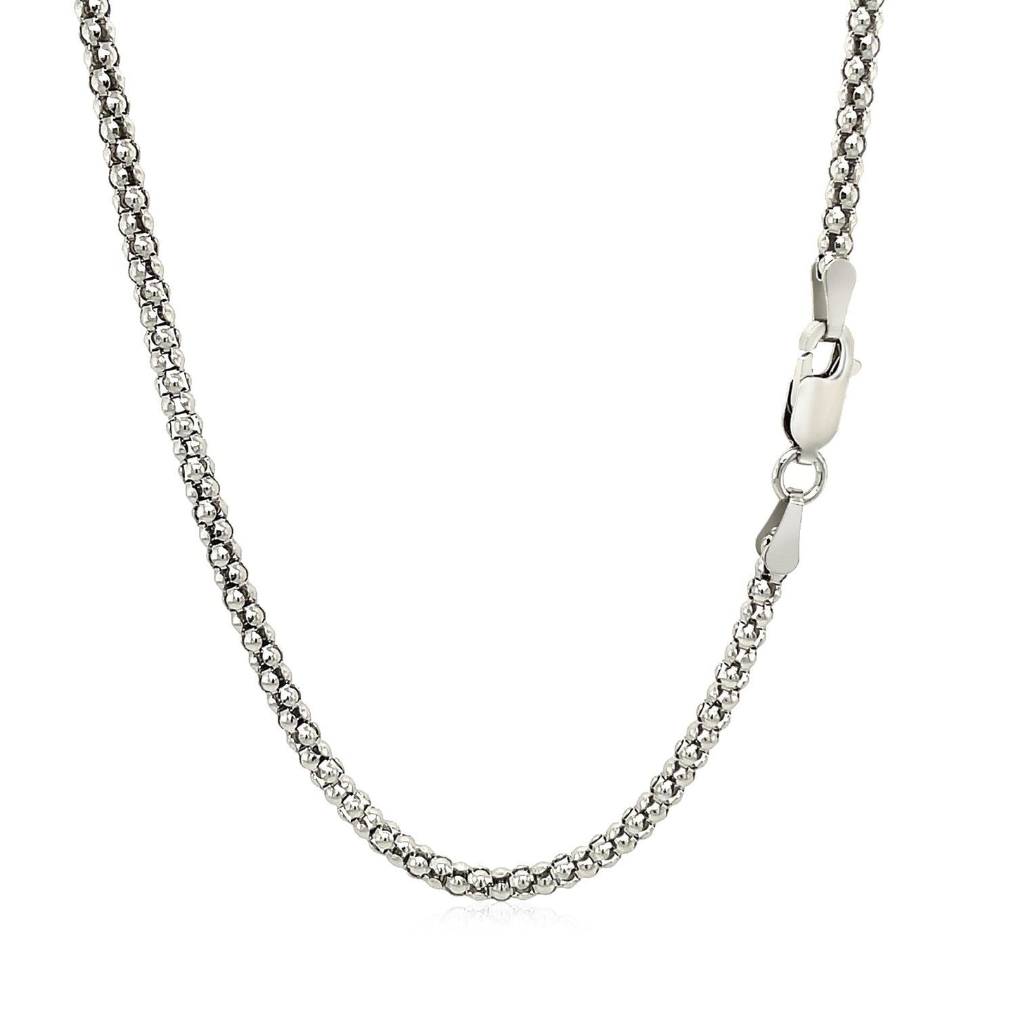 Rhodium Plated 2.5mm Sterling Silver Popcorn Style Chain Bids.com