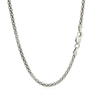 Rhodium Plated 2.5mm Sterling Silver Popcorn Style Chain Bids.com