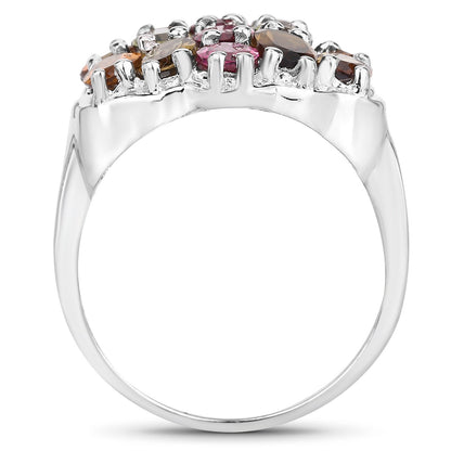 5.89 Carat Genuine Multi Tourmaline .925 Sterling Silver Ring Bids.com