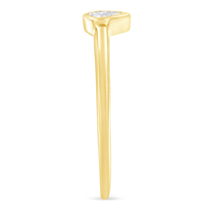 14K Yellow Gold Plated .925 Sterling Silver 1/20 Carat Diamond Teardrop Pear-Shaped Miracle Set Petite Fashion Ring (J-K Color, I1-I2 Clarity) - Size 6 Bids.com