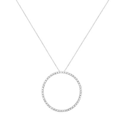 .925 Sterling Silver 4 cttw Prong Set, Round-Cut Diamond Open Circle Hoop 18" Pendant Necklace (J-K Color, I1-I2 Clarity) Bids.com