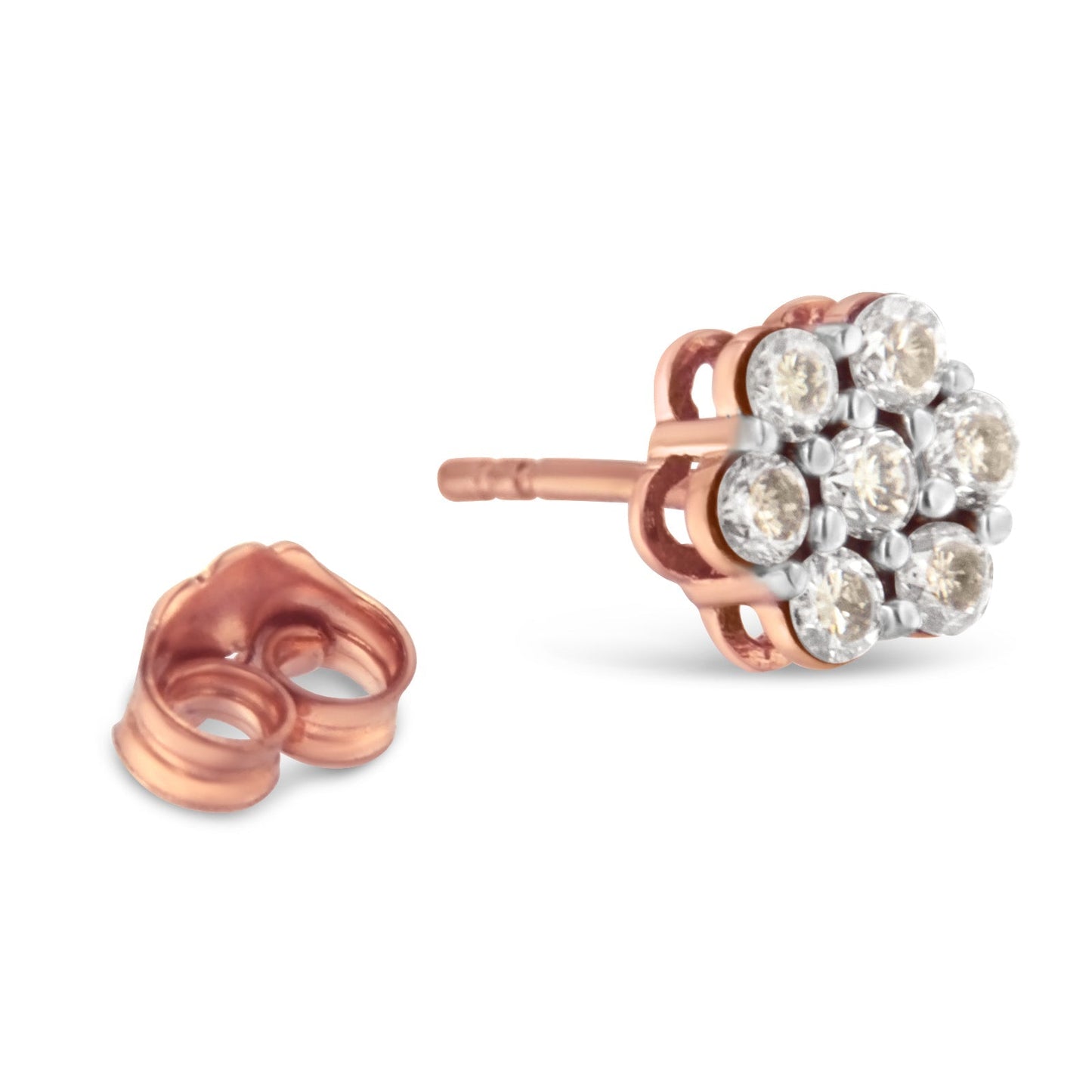 10K Rose Gold Diamond Floral Stud Earrings (0.5 cttw, J-K Color, I1-I2 Clarity) Bids.com
