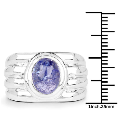 3.55 Carat Genuine Tanzanite .925 Sterling Silver Ring Bids.com