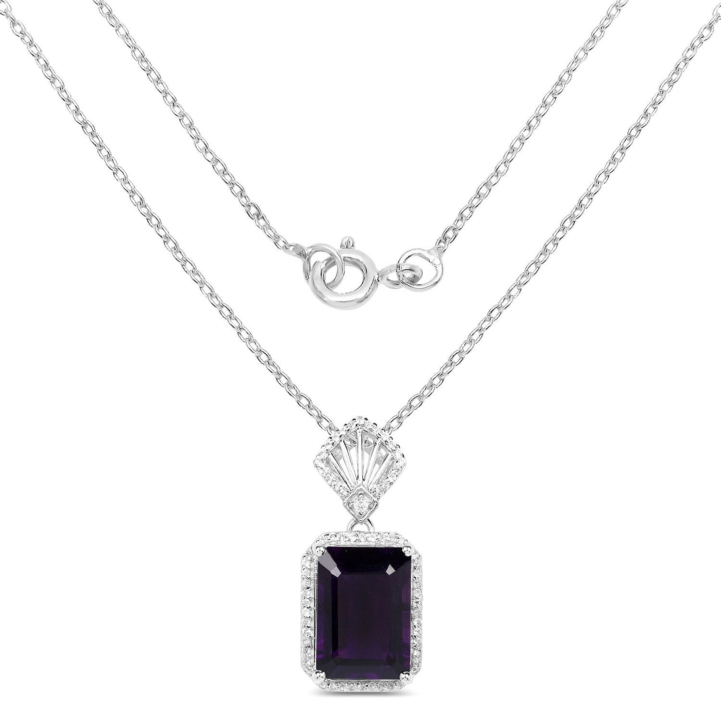 7.37 Carat Genuine Amethyst and White Zircon .925 Sterling Silver Pendant Bids.com