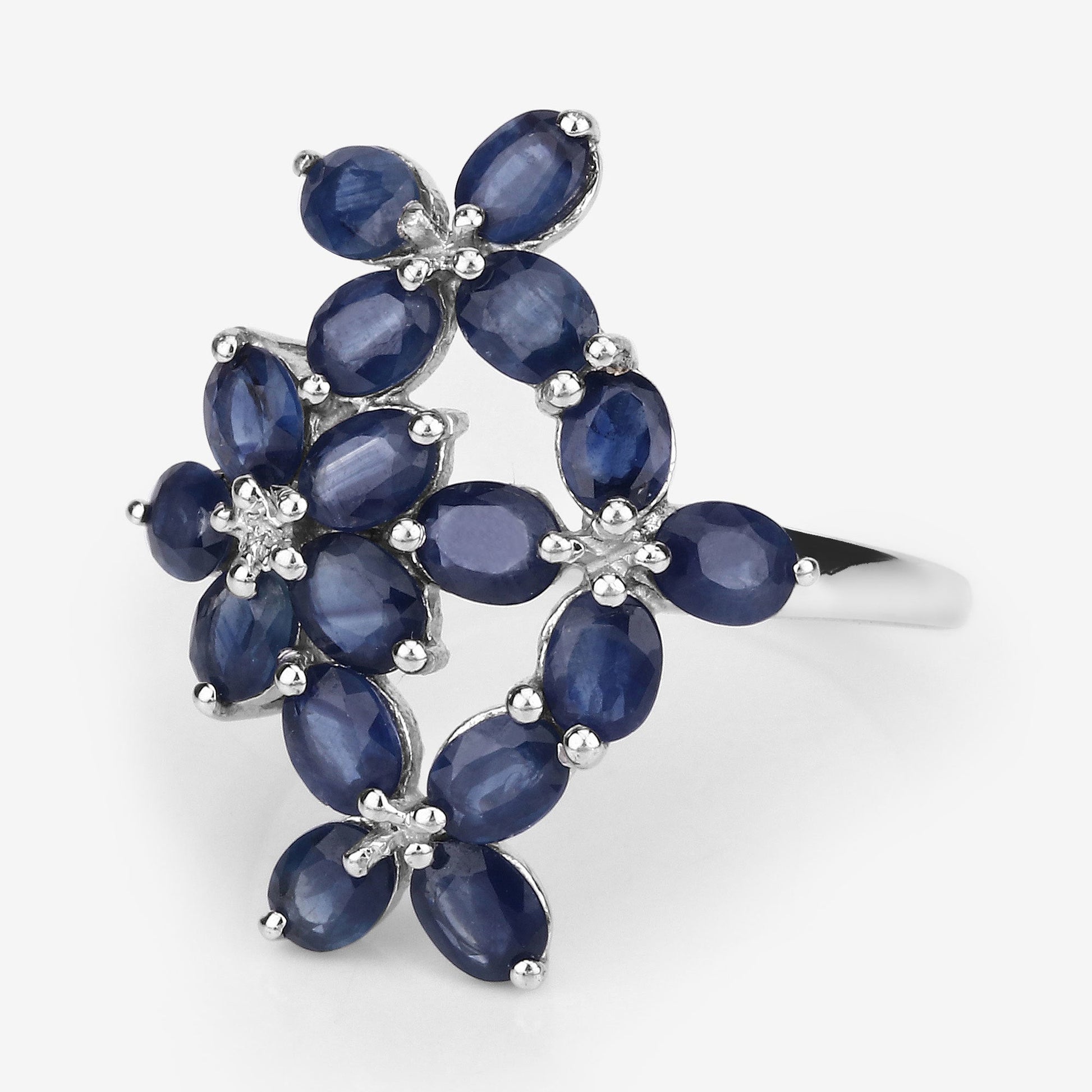 3.40 Carat Genuine Blue Sapphire .925 Sterling Silver Ring Bids.com