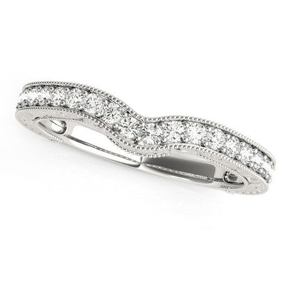 14k White Gold Bead Border Curved Diamond Wedding Band (1/4 cttw) Bids.com