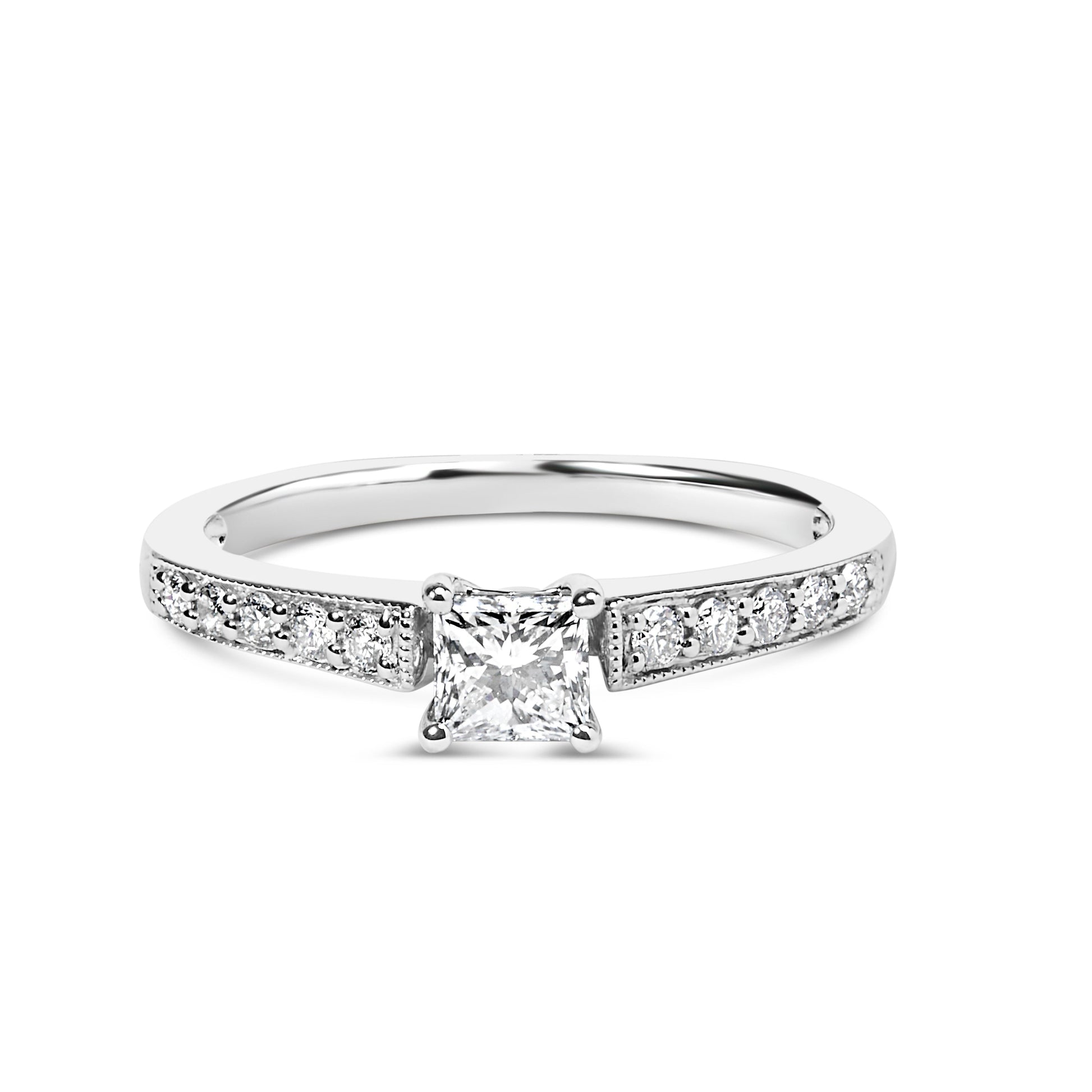 14K White Gold Diamond 1/2 Cttw Princess Cut Diamond Engagement Ring (G-H Color, VS2-SI1 Clarity) - Size 7 Bids.com