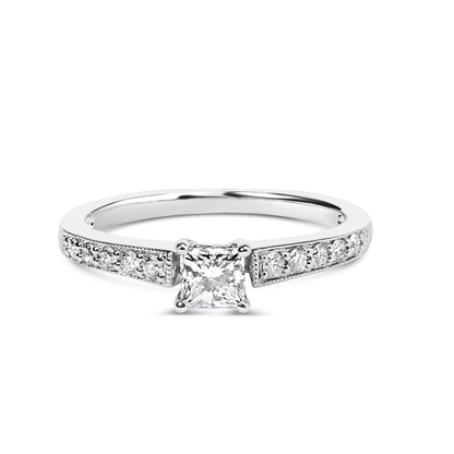 14K White Gold Diamond 1/2 Cttw Princess Cut Diamond Engagement Ring (G-H Color, VS2-SI1 Clarity) - Size 7 Bids.com