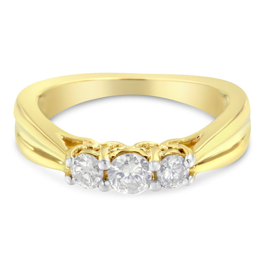 10K Yellow Gold Three-stone Diamond Ring (0.50 cttw, J-K Color, I2-I3 Clarity) Bids.com