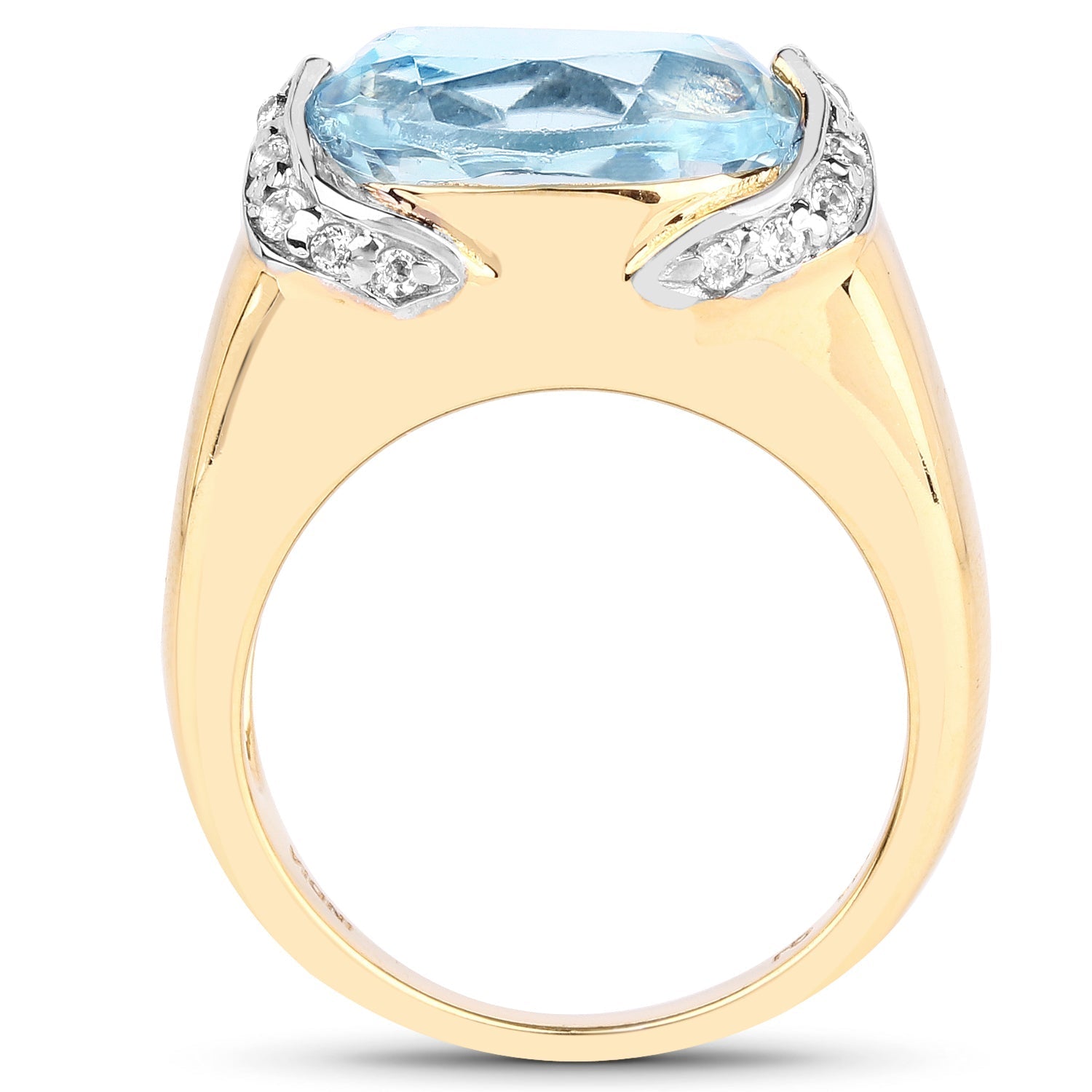 14K Yellow Gold Plated 6.56 Carat Genuine Blue Topaz and White Topaz .925 Sterling Silver Ring Bids.com