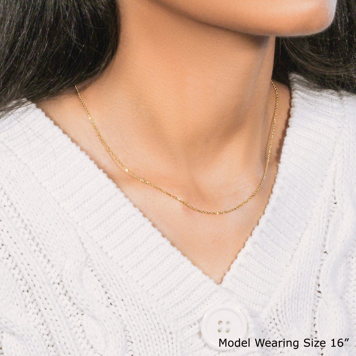 10k Yellow Gold Diamond Cut Cable Link Chain (1.10 mm) Bids.com