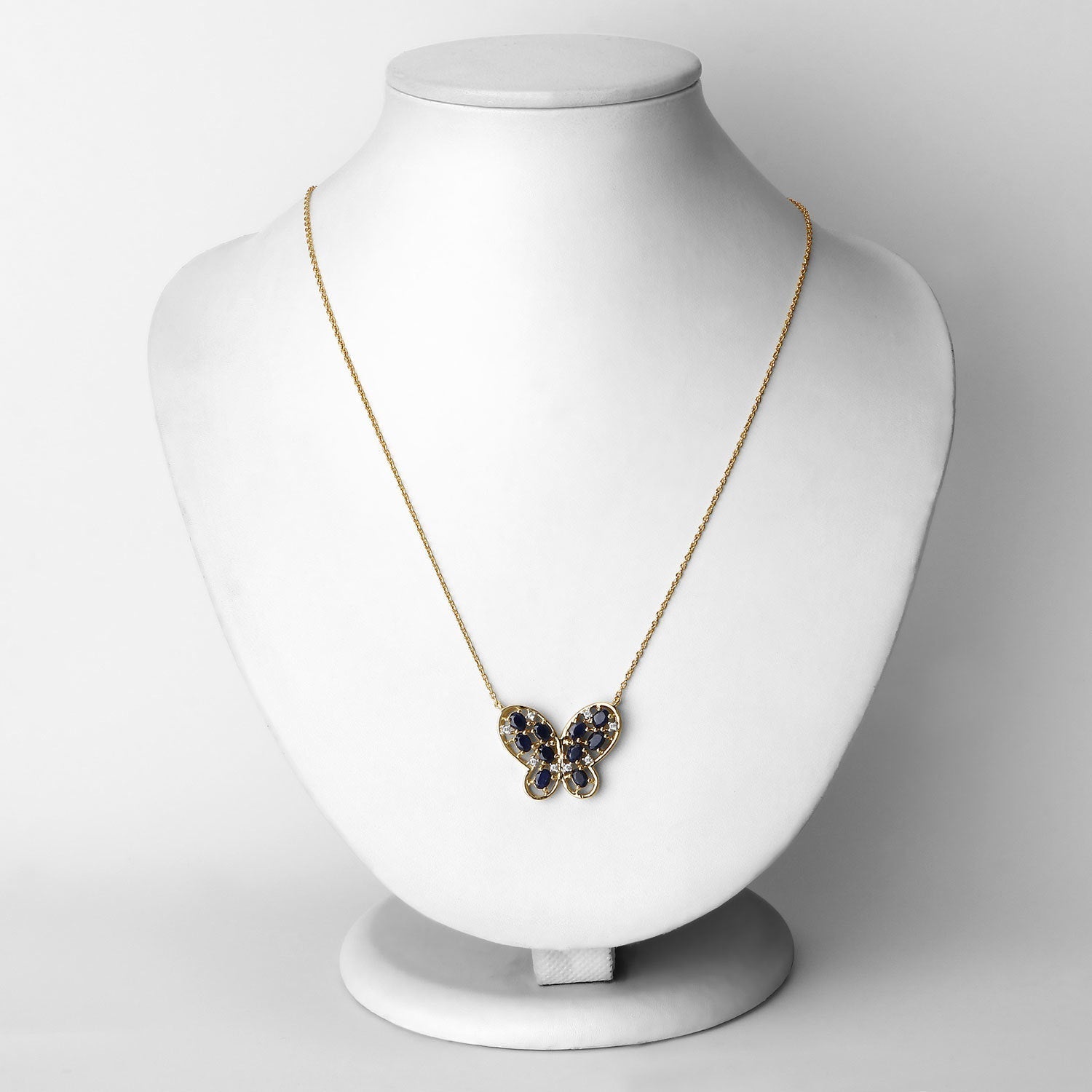 2.16 Carat Genuine Blue Sapphire and White Zircon .925 Sterling Silver Necklace Bids.com