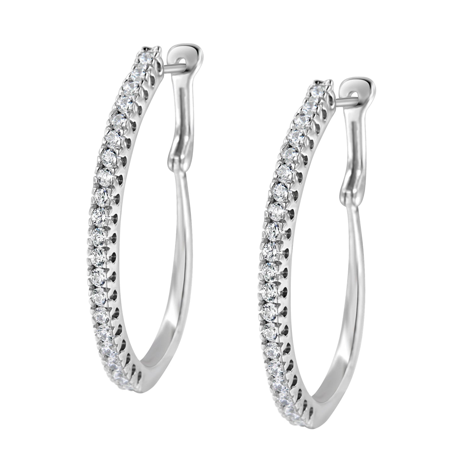 10KT White Gold 1 cttw Diamond Hoop Earrings (I-J Clarity, I2-I3 Color) Bids.com