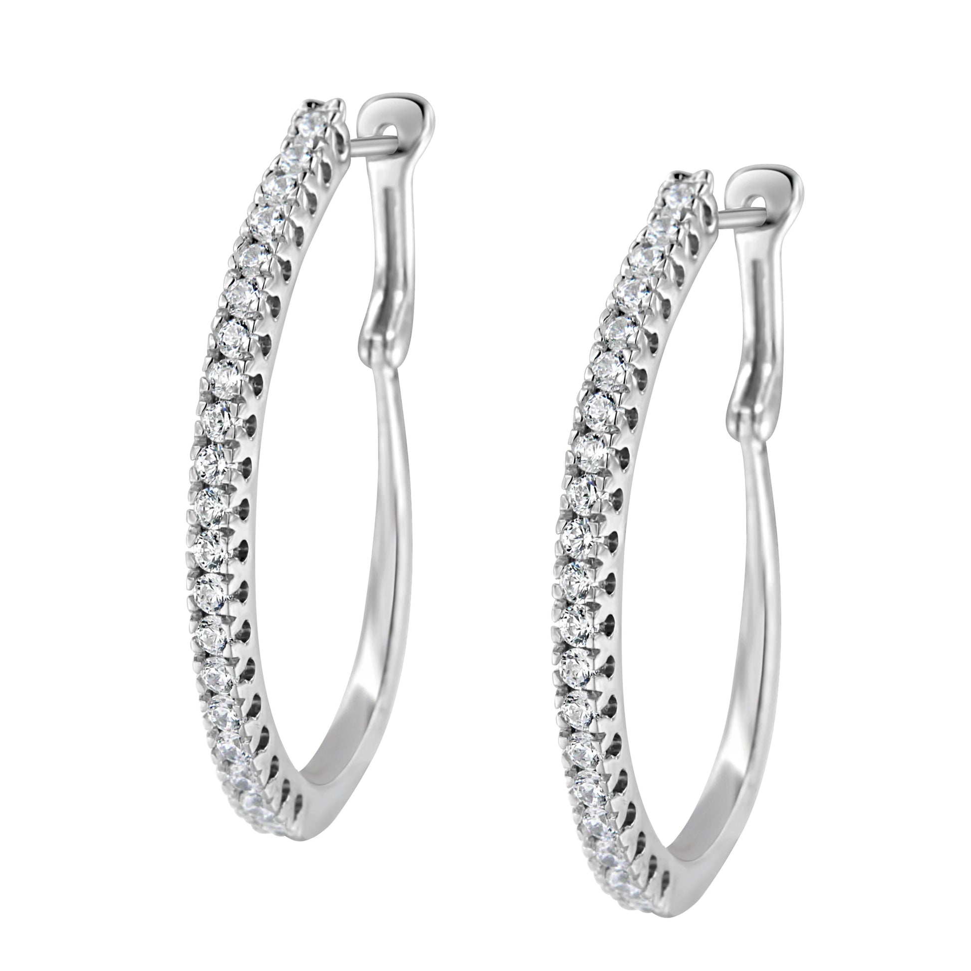 10KT White Gold 1 cttw Diamond Hoop Earrings (I-J Clarity, I2-I3 Color) Bids.com