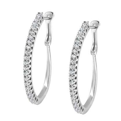 10KT White Gold 1 cttw Diamond Hoop Earrings (I-J Clarity, I2-I3 Color) Bids.com