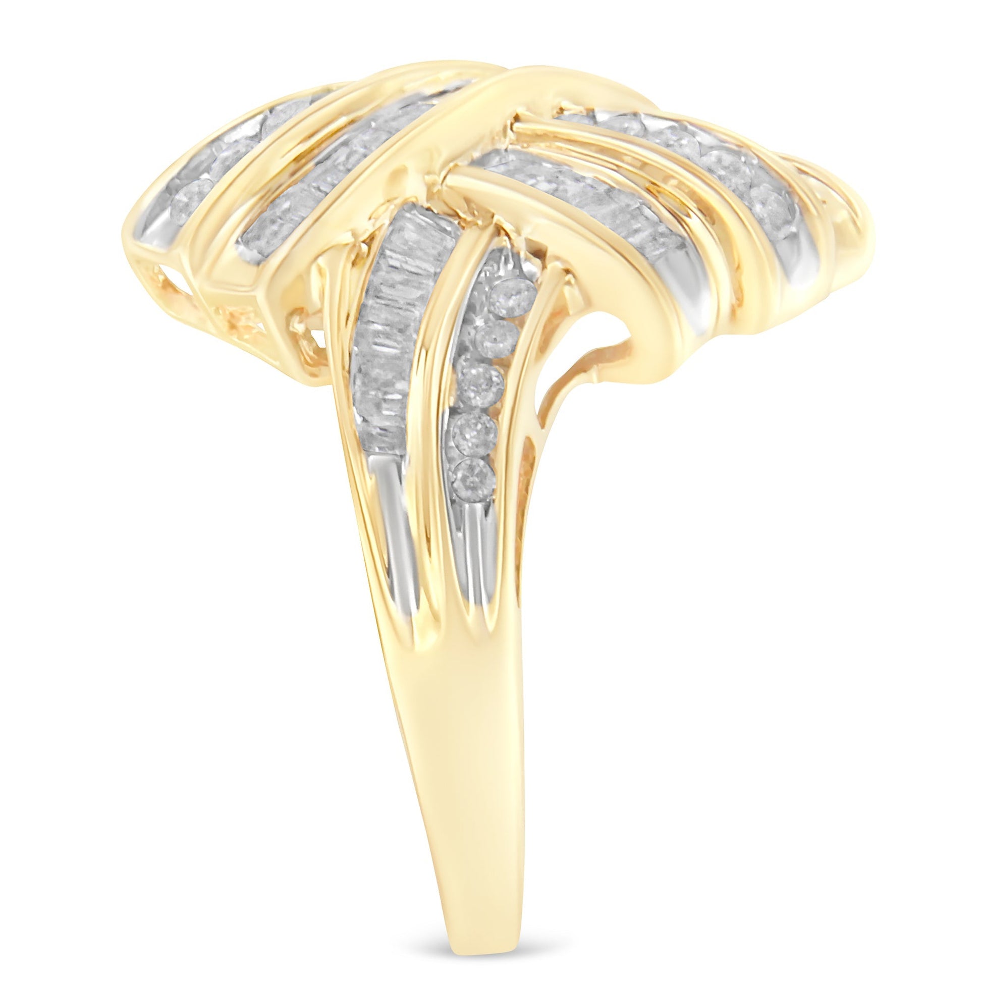 10K Yellow Gold Diamond Bypass Cocktail Ring (1 1/5 Cttw, I-J Color, I2-I3 Clarity) - Size 8 Bids.com