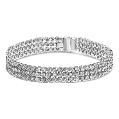 18K White Gold 5.00 Cttw Natural Diamond 3 Row Link Tennis Bracelet (G-H Color, VS1-VS2 Clarity) - 7.25" Inches Bids.com
