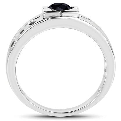 0.56 Carat Genuine Black Diamond .925 Sterling Silver Ring Bids.com