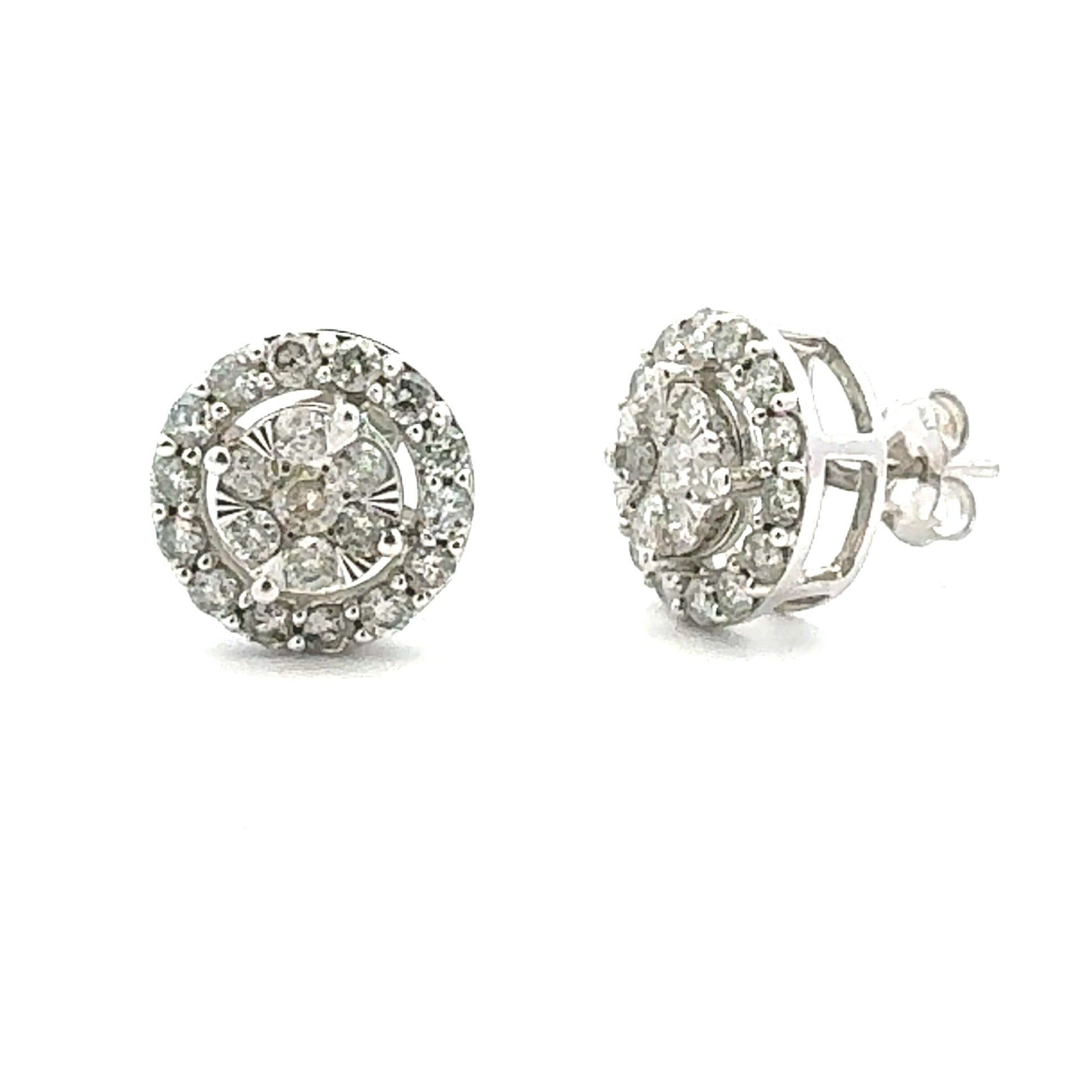 Natural 1.00ct Diamond Stud Earrings 10KT White Gold Bids.com