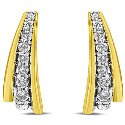 10K Yellow Gold Plated .925 Sterling Silver 0.50 Cttw Round Diamond Graduated Huggie Earrings (I-J Color, I2-I3 Clarity) Bids.com