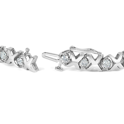 10k White Gold 2.00 Cttw Round-Cut Diamond "XOXO" Link 7" Bracelet (I-J Color, I2-I3 Clarity) Bids.com