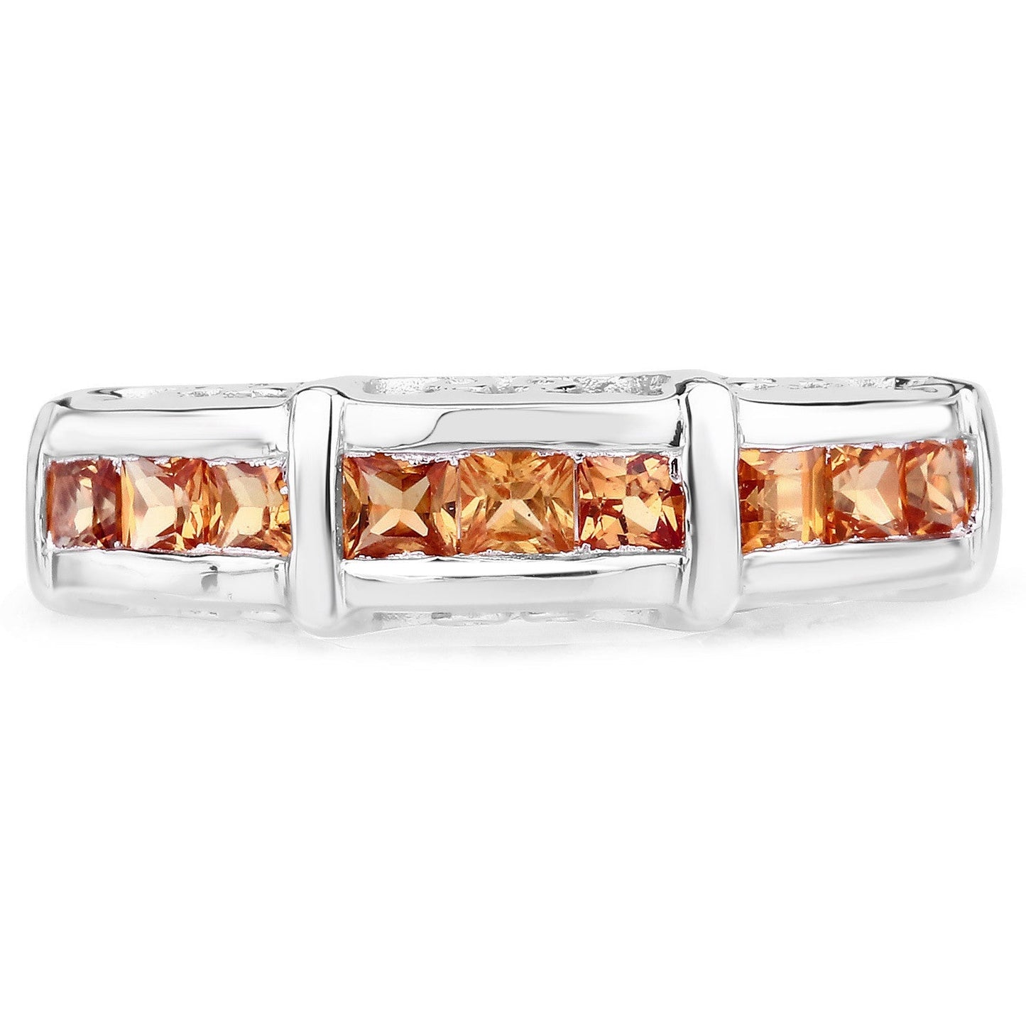 1.08 Carat Genuine Orange Sapphire .925 Sterling Silver Ring Bids.com