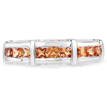 1.08 Carat Genuine Orange Sapphire .925 Sterling Silver Ring Bids.com