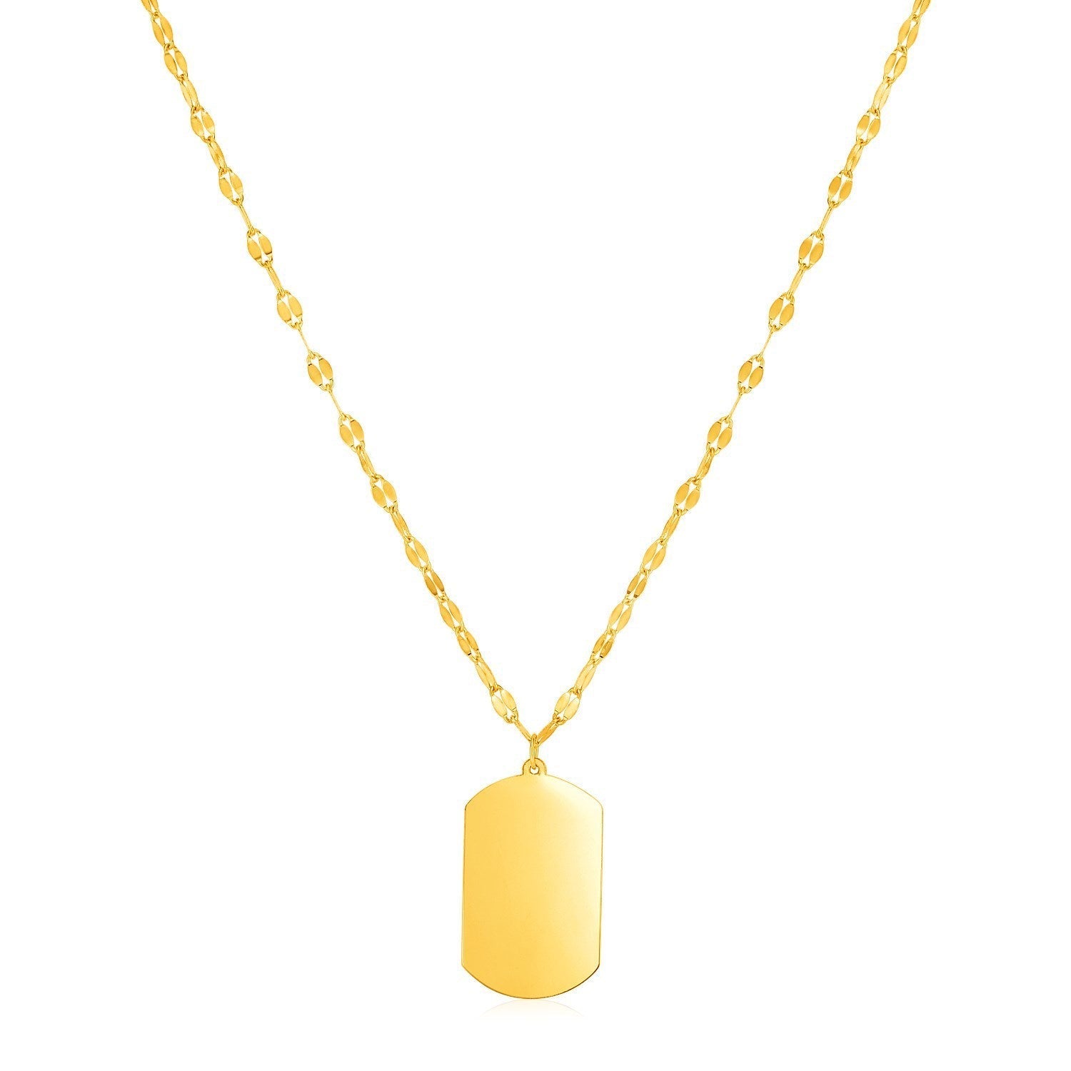 14K Yellow Gold Dog Tag Necklace Bids.com