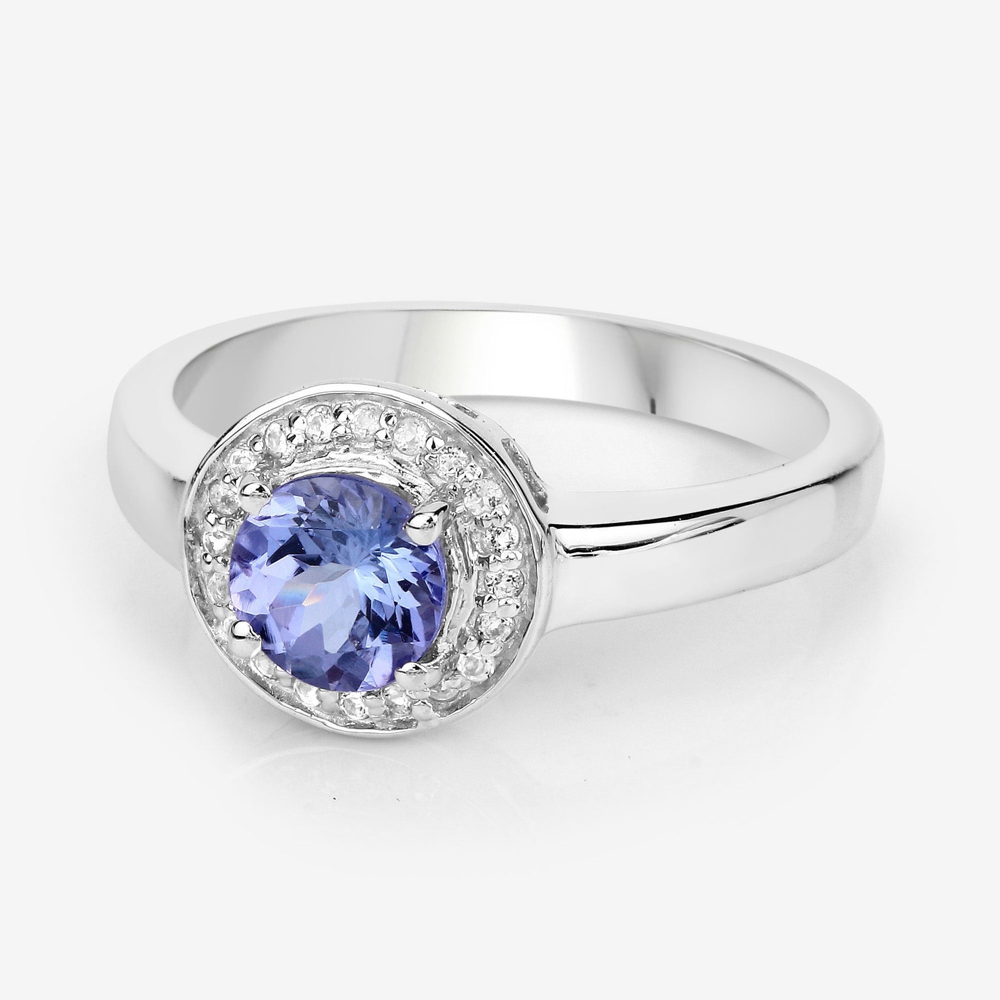 1.05 Carat Genuine Tanzanite and White Topaz .925 Sterling Silver Ring Bids.com