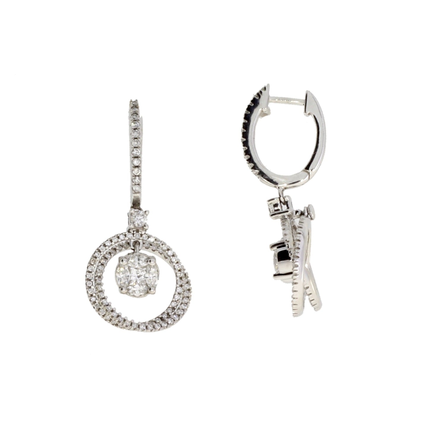 Genuine 1.00ct Diamond Dangle Earrings 14KT White Gold Bids.com