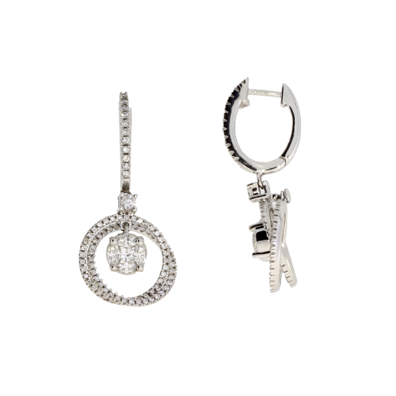 Genuine 1.00ct Diamond Dangle Earrings 14KT White Gold Bids.com
