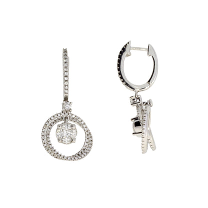 Genuine 1.00ct Diamond Dangle Earrings 14KT White Gold Bids.com