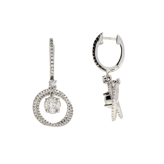Genuine 1.00ct Diamond Dangle Earrings 14KT White Gold Bids.com