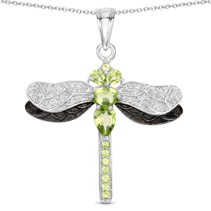 1.98 Carat Genuine Peridot and White Topaz .925 Sterling Silver Pendant Bids.com