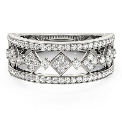 Diamond Studded Square Motif Ring in 14k White Gold (1/2 cttw) Bids.com
