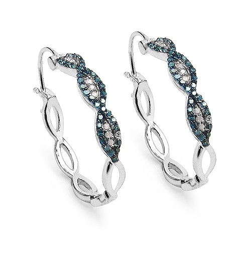 0.52 Carat Genuine Blue Diamond & White Diamond .925 Sterling Silver Earrings Bids.com