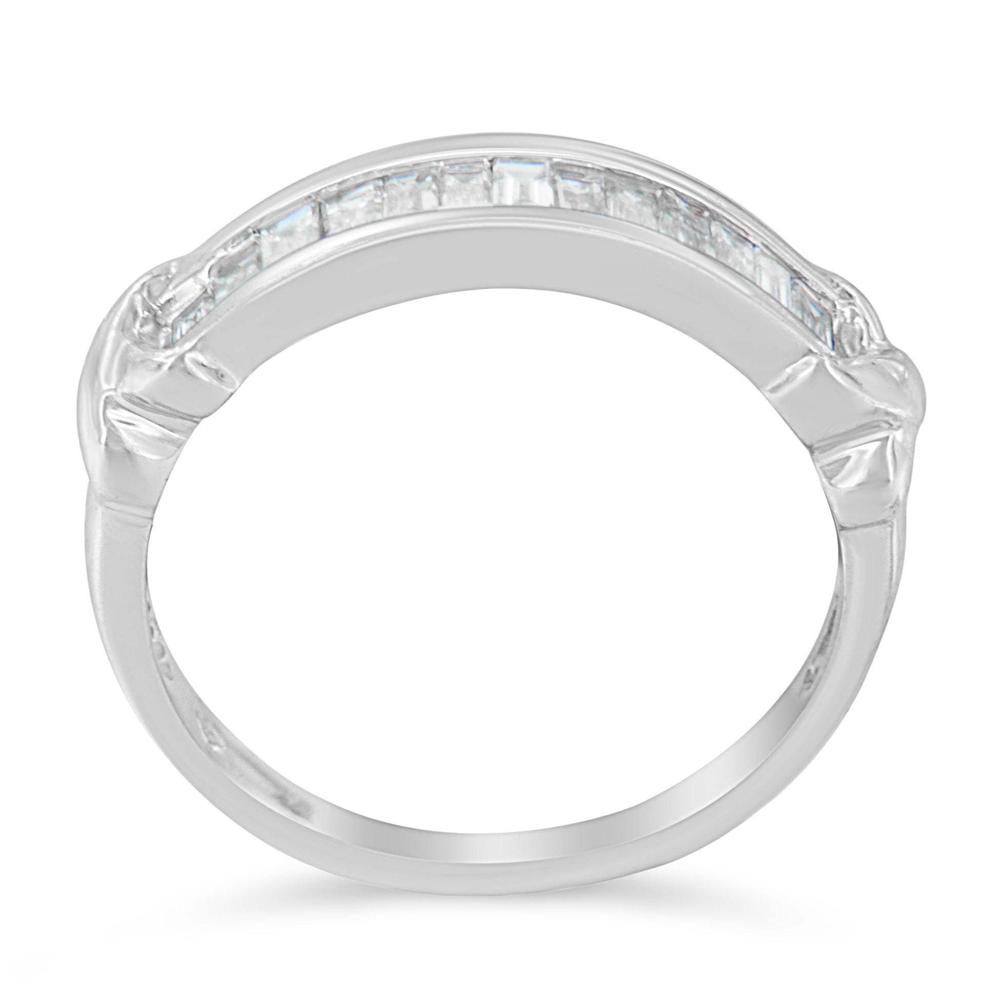 .925 Sterling Silver 1/2 Cttw Baguette Cut Diamond Channel Set X-Station Wedding Ring (H-I Color, I1-I2 Clarity) - Size 6-1/2 Bids.com