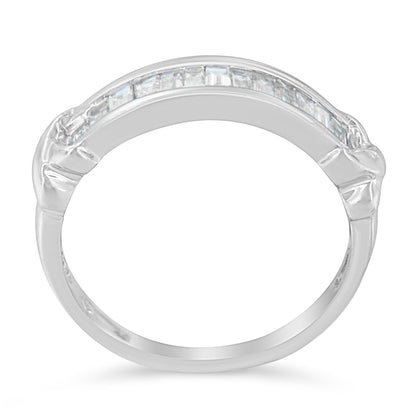 .925 Sterling Silver 1/2 Cttw Baguette Cut Diamond Channel Set X-Station Wedding Ring (H-I Color, I1-I2 Clarity) - Size 6-1/2 Bids.com