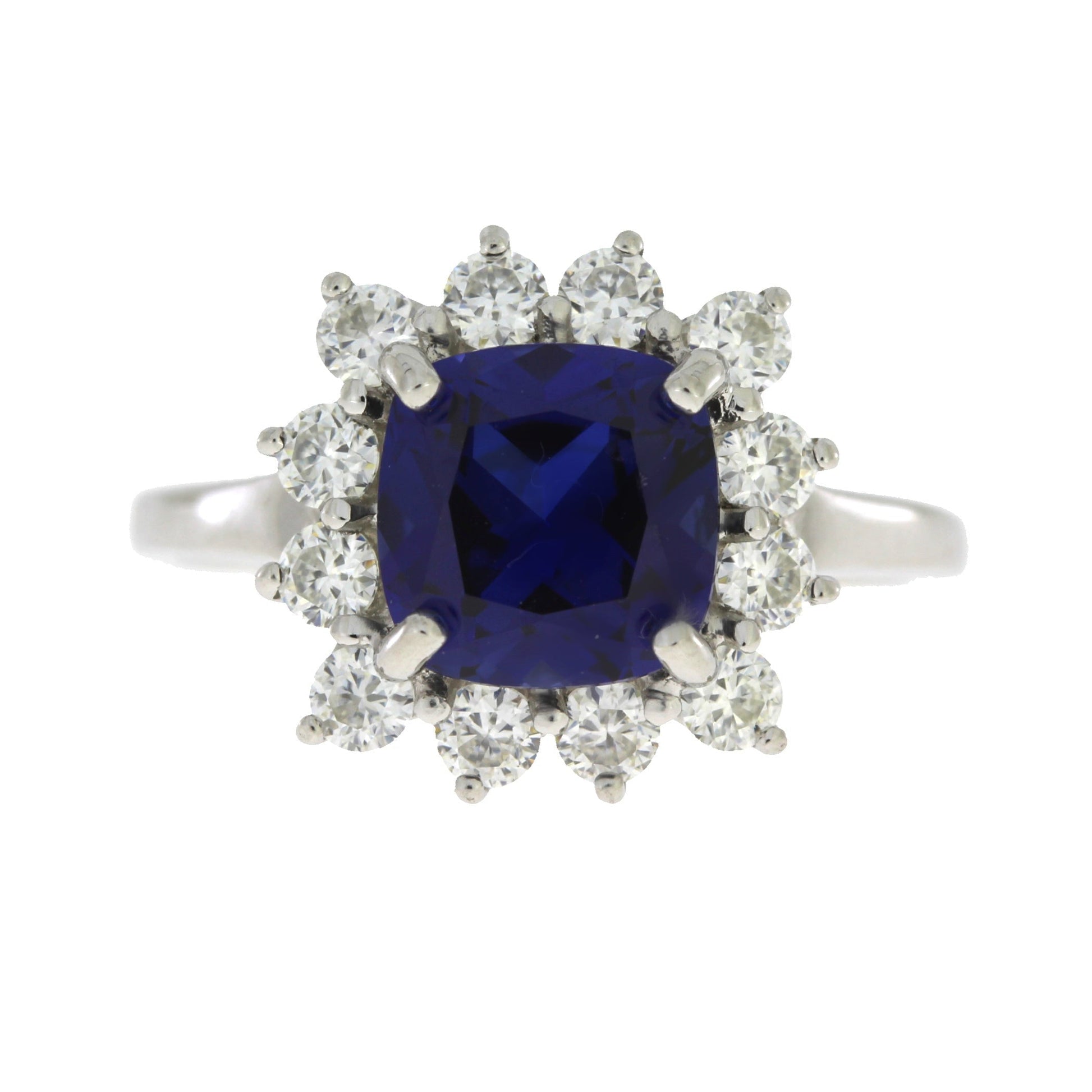 Created Sapphire Moissanite Ring Sterling Silver Bids.com