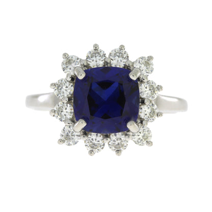 Created Sapphire Moissanite Ring Sterling Silver Bids.com