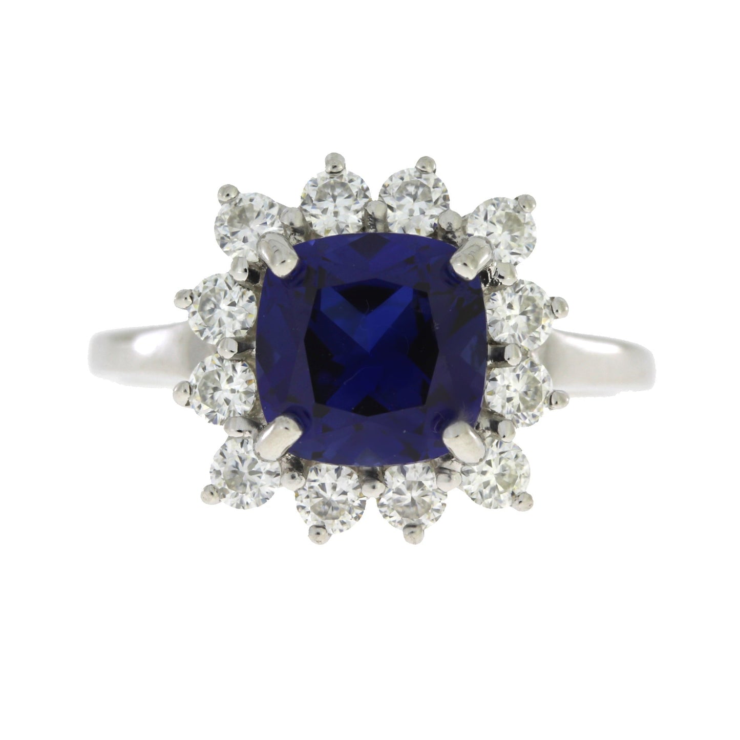 Created Sapphire Moissanite Ring Sterling Silver Bids.com