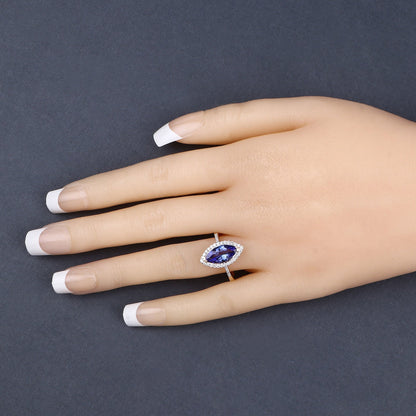 2.33 Carat Genuine Tanzanite and White Diamond 14K Yellow Gold Ring Bids.com