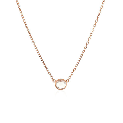 14k Rose Gold 17 inch Necklace with Round White Topaz Bids.com
