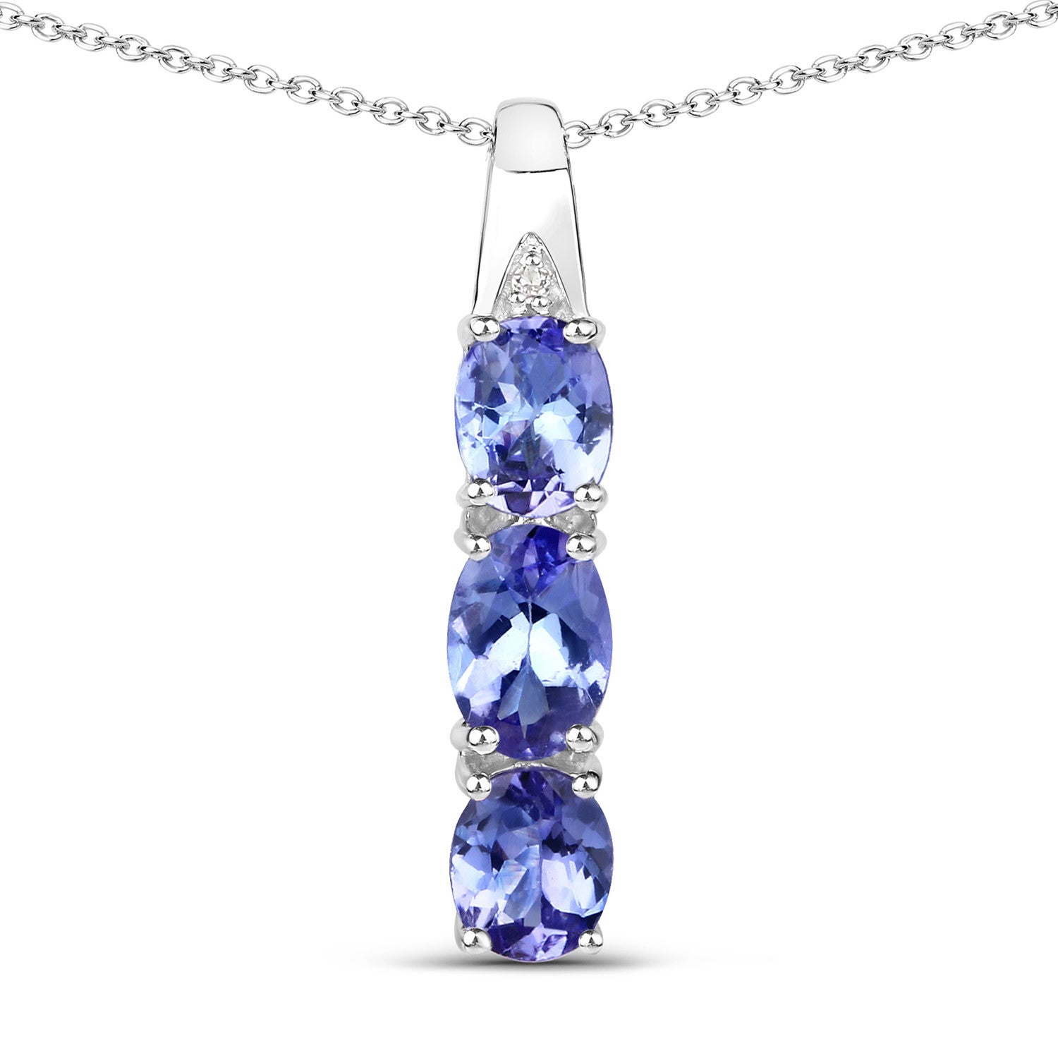 1.11 Carat Genuine Tanzanite and White Diamond .925 Sterling Silver Pendant Bids.com