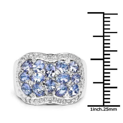 2.62 Carat Genuine Tanzanite and White Topaz .925 Sterling Silver Ring Bids.com