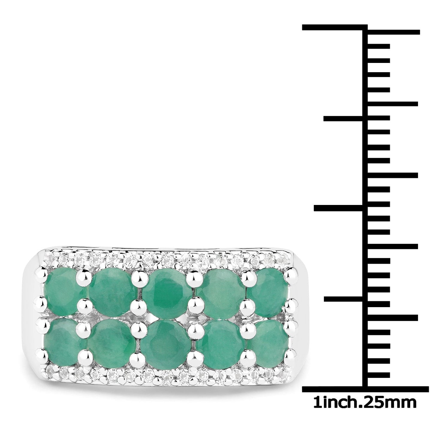 1.85 Carat Genuine Emerald and White Topaz .925 Sterling Silver Ring Bids.com