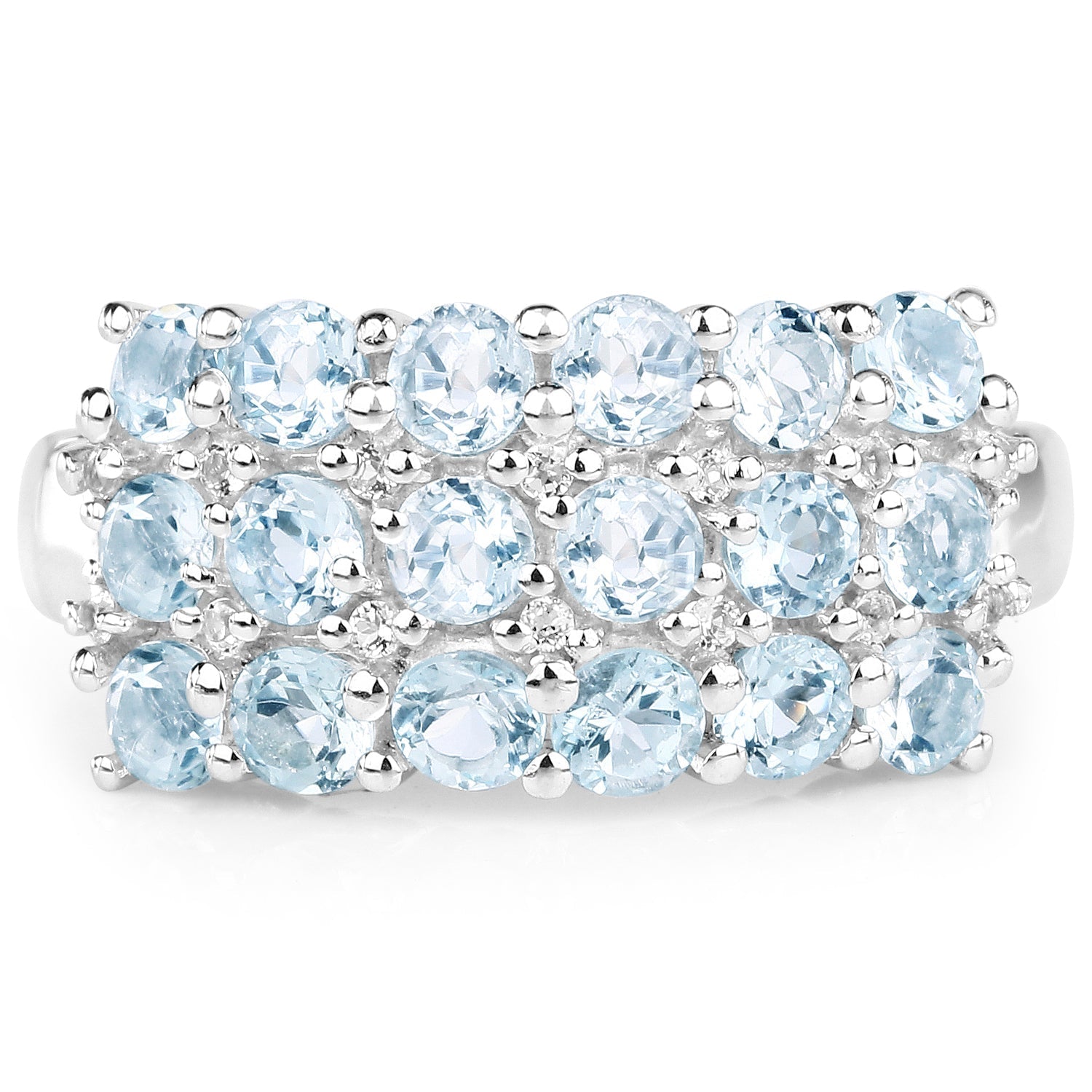 2.29 Carat Genuine Blue Topaz & White Topaz .925 Sterling Silver Ring Bids.com